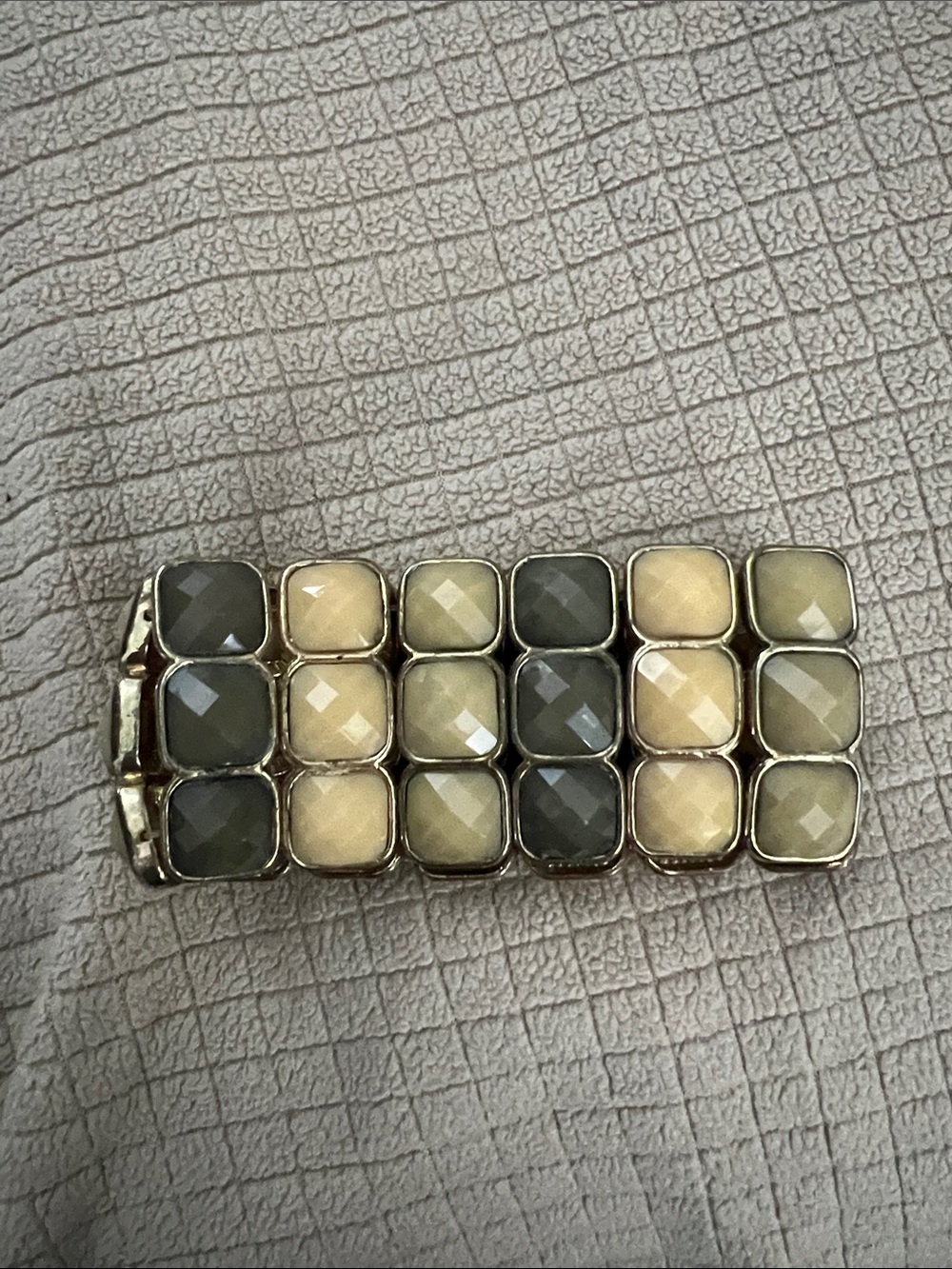 Chunky Faceted Tile Bracelet in Cream and Gray